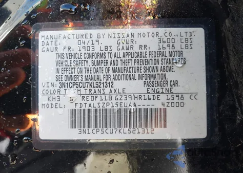 2019 Nissan Kicks Sv z USA, uszkodzony, nr VIN 3N1CP5CU7KL521312